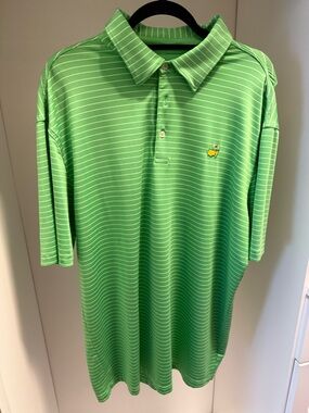 Masters Lime Green Striped Polo Shirt
